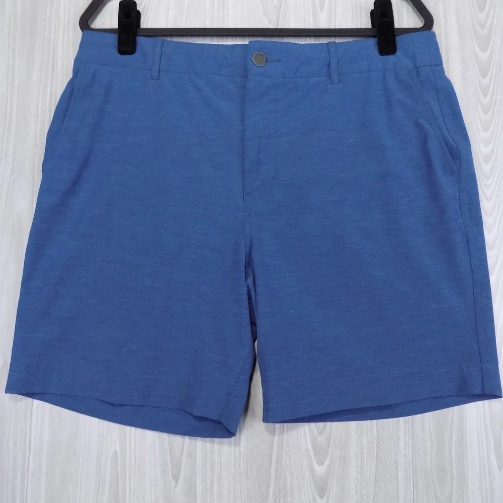 Faherty All Day Shorts Mens 34 Blue Hybrid Stretch Performance Casual EUC